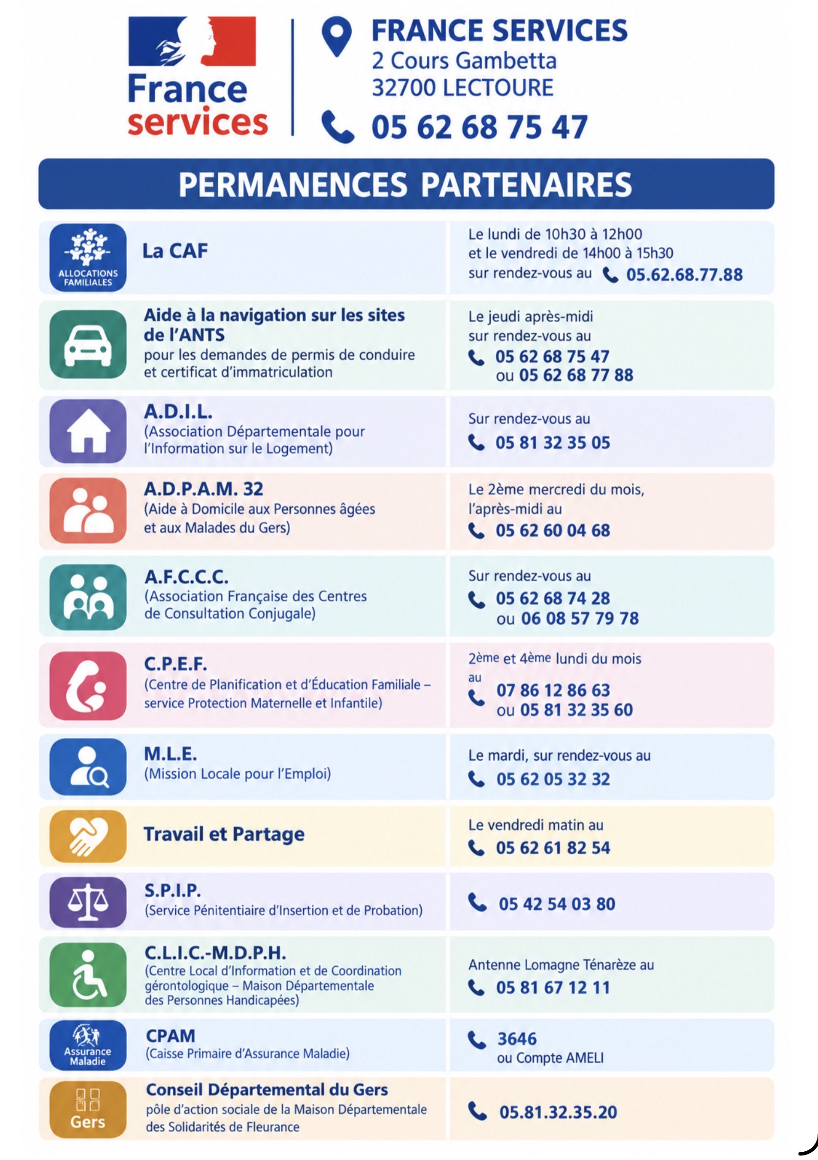 PERMANENCES FRANCE SERVICES 2026