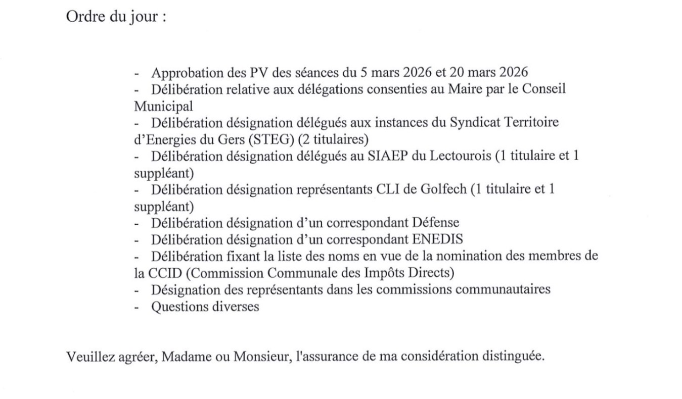 Ordre du jour du 90426