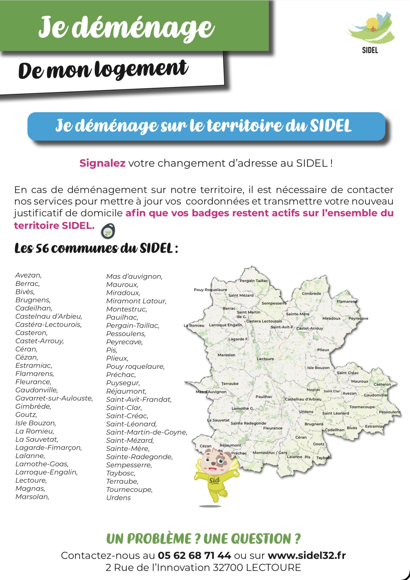 Je déménage sur le territoire du sidel